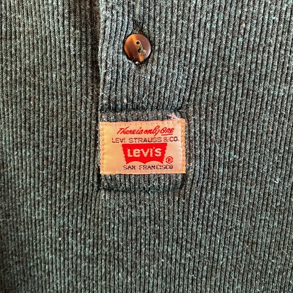 VINTAGE Levis Shirts For Jeans Mens Green quarter button t-shirt - Picture 4 of 11